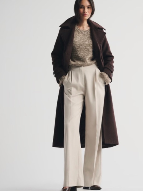 Abercrombie & Fitch Pants - Abercrombie & Fitch Sloane Tailored Wide-Leg Trousers in Light Cream